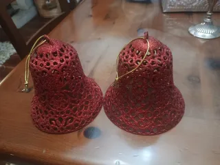 2 Campane Natalizie Rosse Decorative 16cm