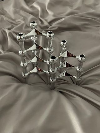 7 Portacandele in Metallo Argentato