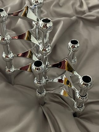 7 Portacandele in Metallo Argentato