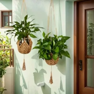 2 Appendini per Vasi in Macramè in Giuta