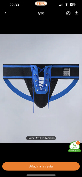 Suspensorio azul con cordones