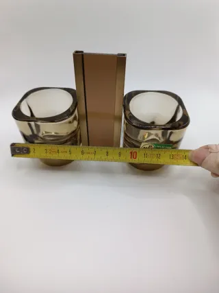 Portacandele in vetro e metallo