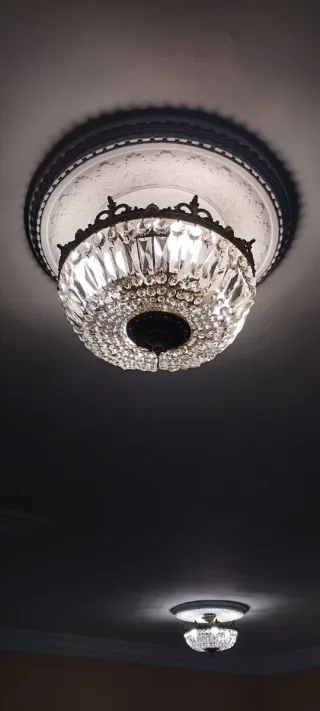 Lámpara de techo cristal y metal