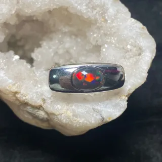 Anillo Plata Ópalo Natural Unisex