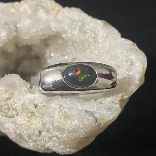 Anillo Plata Ópalo Natural Unisex