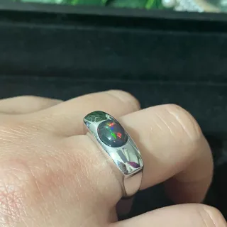 Anillo Plata Ópalo Natural Unisex