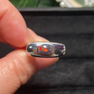 Anillo Plata Ópalo Natural Unisex