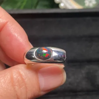 Anillo Plata Ópalo Natural Unisex