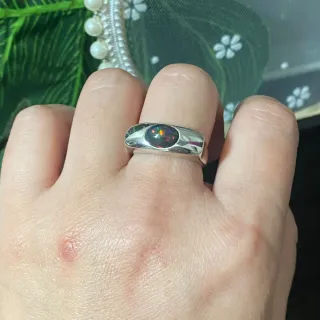 Anillo Plata Ópalo Natural Unisex
