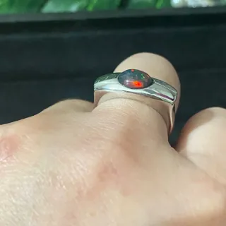 Anillo Plata Ópalo Natural Unisex