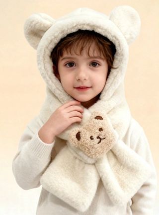 Berretto in peluche con orecchie d'orso per bambini