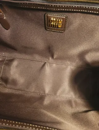Borsa Miu Miu Beau Tartán Beige