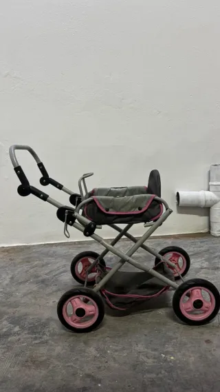 Cochecito de Muñeca Rosa y Gris