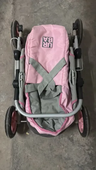 Cochecito de Muñeca Rosa y Gris