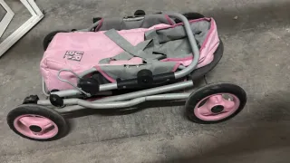 Cochecito de Muñeca Rosa y Gris