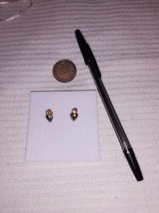 Pendientes corazón dorado y plateado con cristal