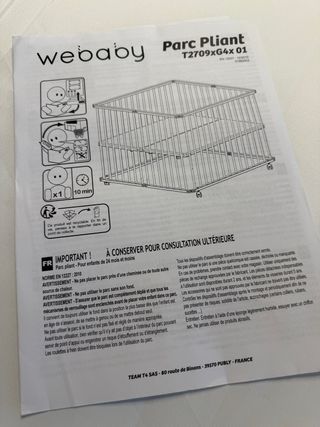 Parque Plegable Madera Bebé + Colchón + Fundas