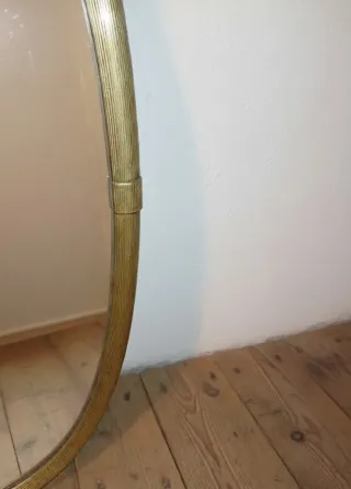 Specchio Ovale Dorato in Metallo Mid Century