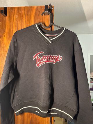 Felpa Tommy Hilfiger senza cappuccio nera