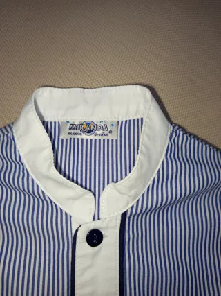 Camisa niño cuello mao rayas azules