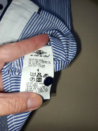 Camisa niño cuello mao rayas azules