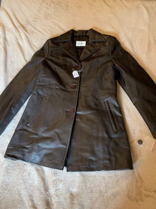 Chaqueta de piel autentica marrón chocolate