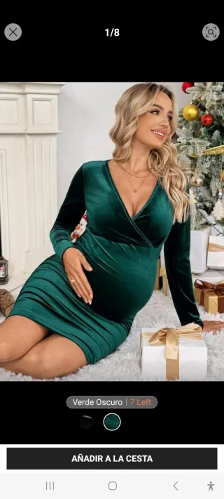 Vestido premamá terciopelo verde