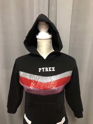 Felpa Pyrex donna nera con paillettes taglia XS
