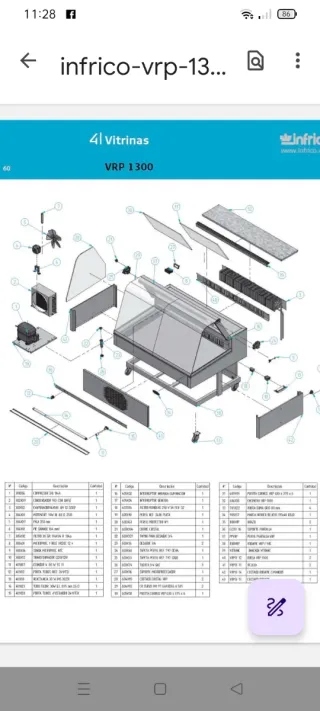 Vitrina expositora refrigerada INFRICO VRP 1300.