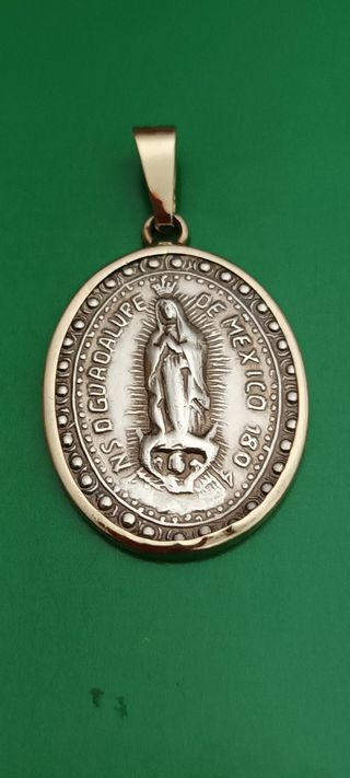Medalla Virgen de Guadalupe Plata y Oro 14k