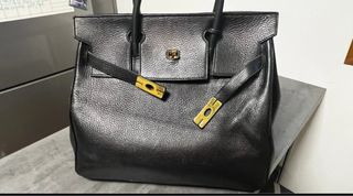 Borsa in pelle nera tipo Hermès