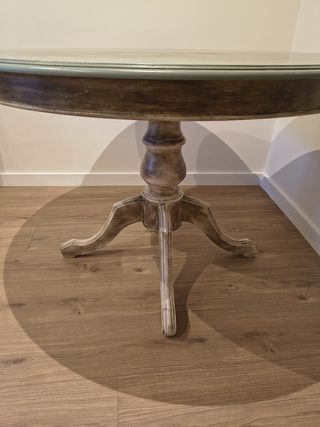 Mesa redonda de madera maciza, extensible