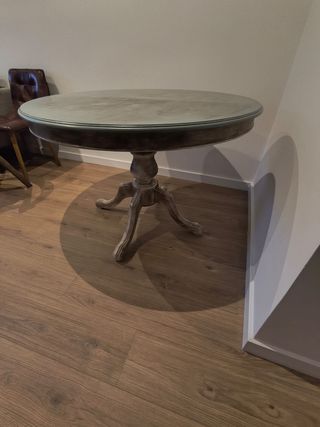 Mesa redonda de madera maciza, extensible