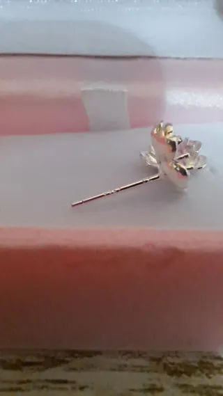 Pendientes Flor Plata 925 Rosa y Blanca