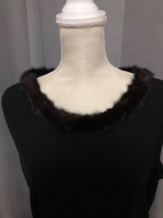 Abito lungo nero con pelliccia taglia 46