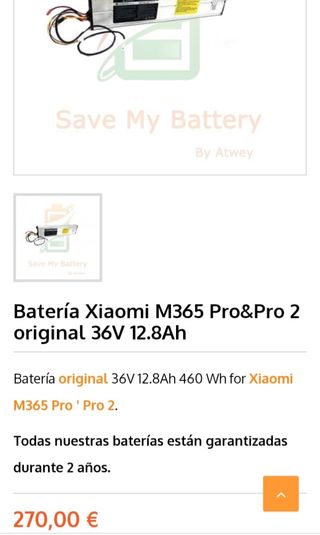 Batería Li-ion 12800mAh 37V XIAOMI M365 PRO