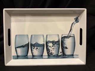 Bandeja metálica decorada con pájaros