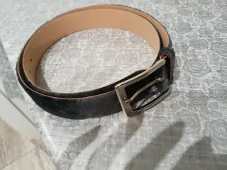 Cintura Vera Pelle Cavallino Nero/Grigio