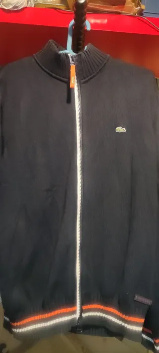 Sudadera M Lacoste Negra Naranja