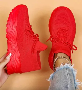 Deportivas mujer rojas plataforma