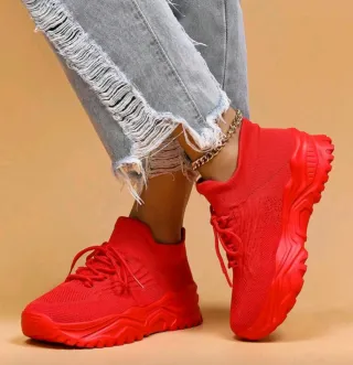 Deportivas mujer rojas plataforma