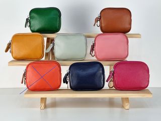 Monedero con Cremallera de Piel Genuina - Italy