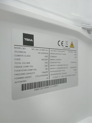 Nevera Teka NFL 345 Impecable 4 años