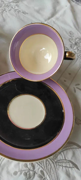 2 Tazze Deco Anni '40 Rosa Nero Oro