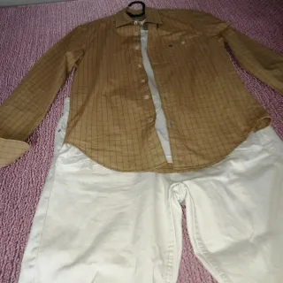 Camisa Pedro del Hierro Beige/Azul Talla xs pero d