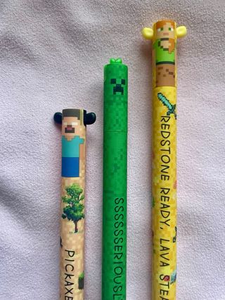 Set di 3 penne cancellabili Minecraft simil legami