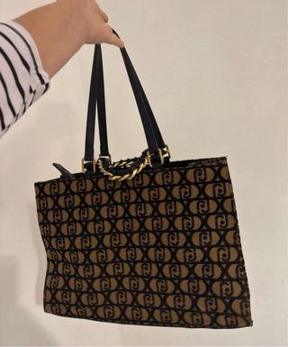 Borsa Liu Jo Logo Monogram Marrone Nero