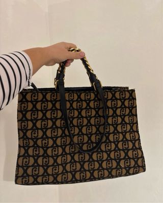 Borsa Liu Jo Logo Monogram Marrone Nero