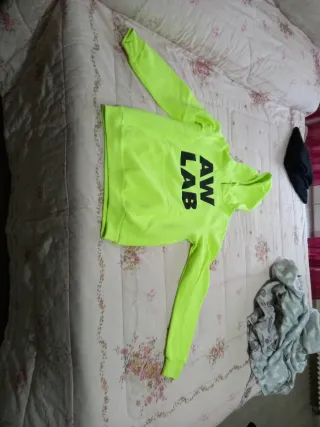 Felpa con cappuccio AW LAB giallo fluo