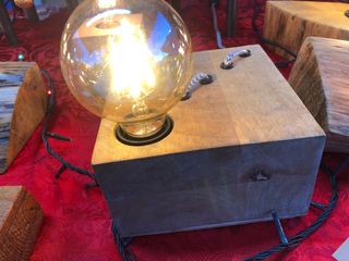 Lampada Legno Artigianale Vetro